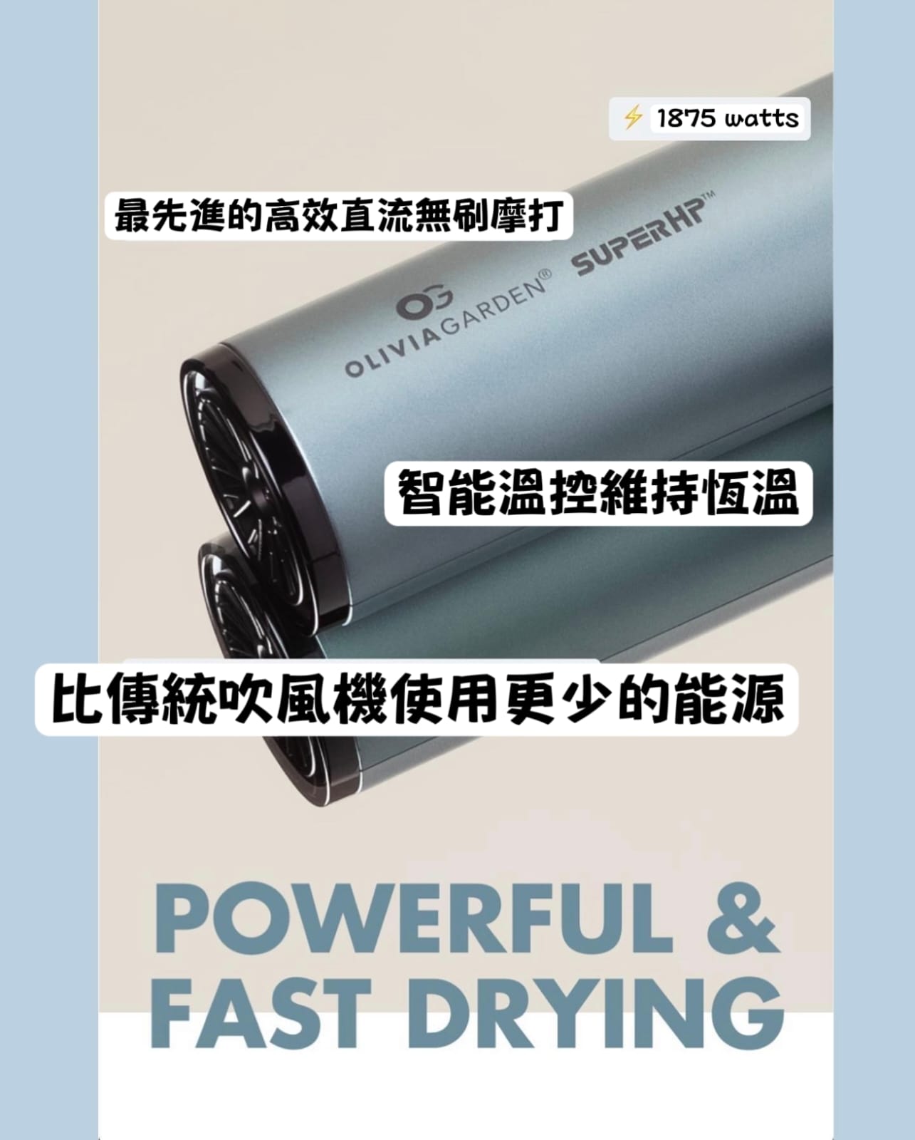 Olivia Garden Dryer SuperHP 高性能專業風筒 (BOX SET風筒+送3把梳)