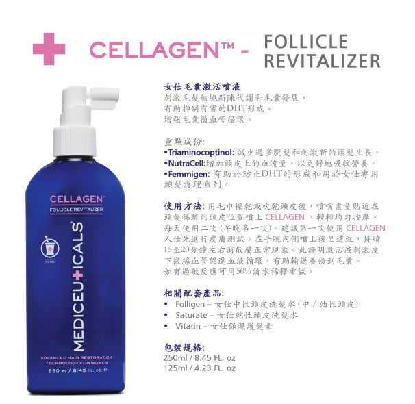 Mediceuticals Cellagen Revitalizer For Women 125ml 女士毛囊激活噴液