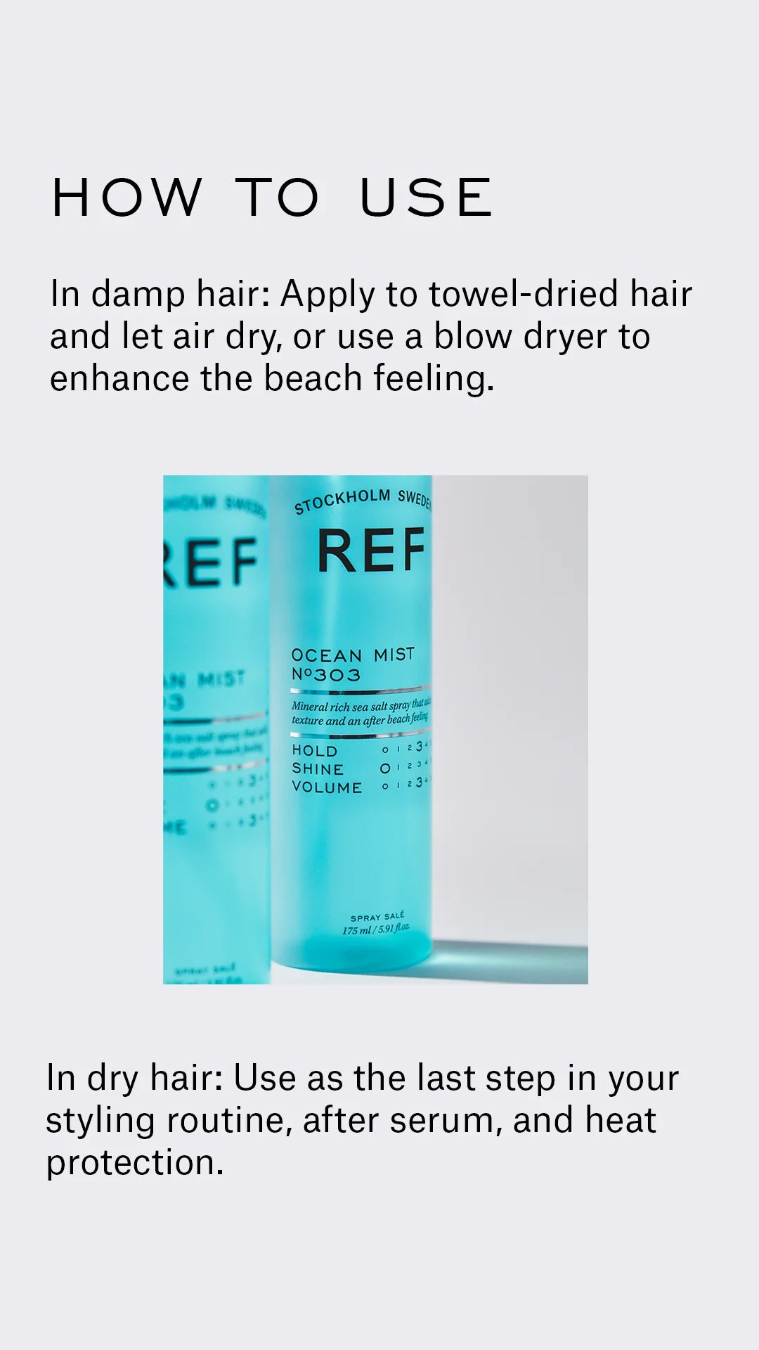 REF - Ocean Mist 海鹽造型噴霧 (啞色 豐盈感) N°303 (175ml)   REF系列配任何產品購買即享八折優惠